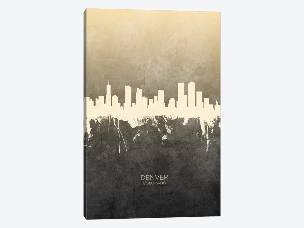 Denver Colorado Skyline Taupe by Michael Tompsett 1-piece Canvas Art Print