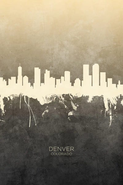 Colorado: Denver Colorado Skyline Taupe by Michael Tompsett
