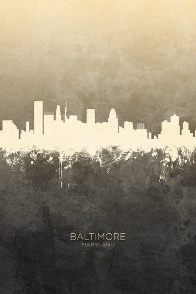 Baltimore Maryland Skyline Taupe by Michael Tompsett framed wall art