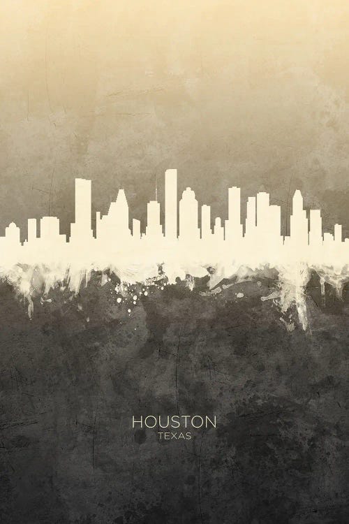 Houston Texas Skyline Taupe