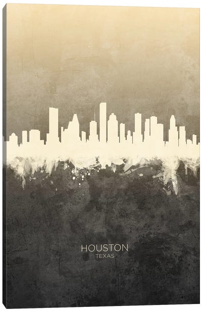 Houston Texas Skyline Taupe Canvas Art Print - Houston Skylines