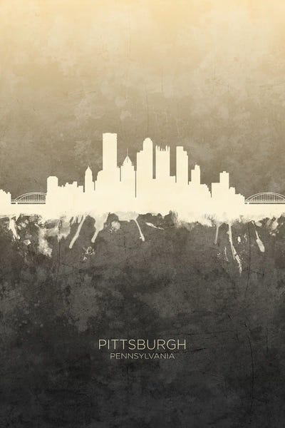 Pennsylvania: Pittsburgh Pennsylvania Skyline Taupe by Michael Tompsett