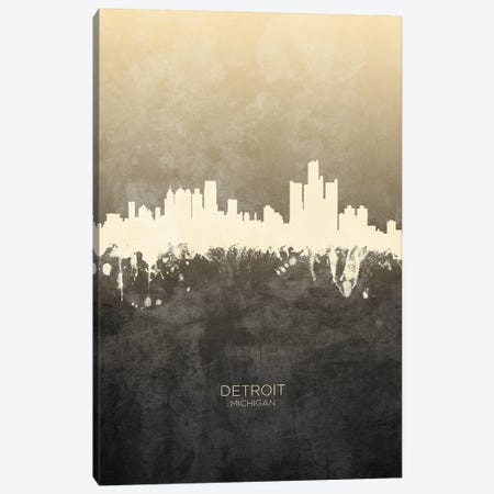 Detroit Michigan Skyline Taupe Canvas Print #MTO3380} by Michael Tompsett Canvas Art