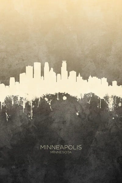 Minneapolis Minnesota Skyline Taupe by Michael Tompsett canvas print