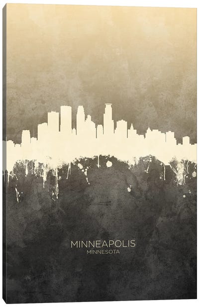Minneapolis Minnesota Skyline Taupe Canvas Art Print - Minneapolis Art