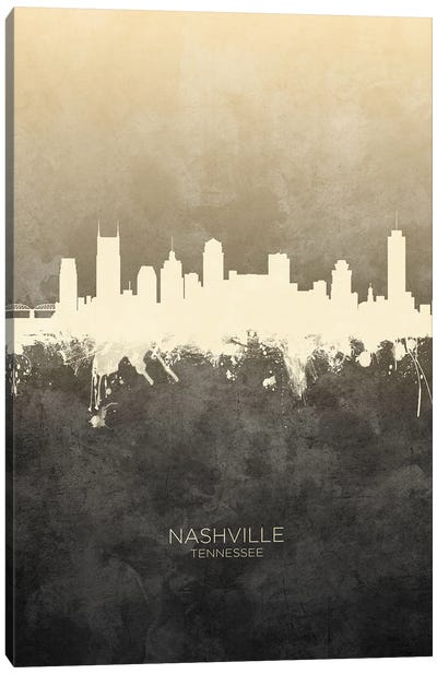 Nashville Tennessee Skyline Taupe Canvas Art Print - Nashville Skylines
