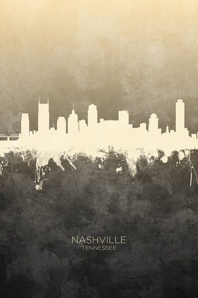 Tennessee: Nashville Tennessee Skyline Taupe by Michael Tompsett