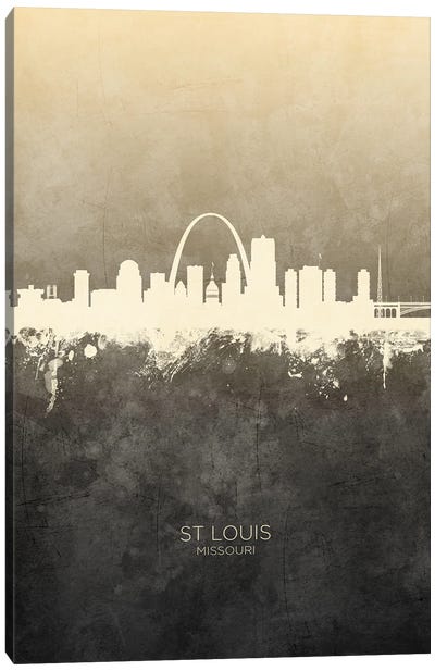 St Louis Missouri Skyline Taupe Canvas Art Print - St. Louis Art