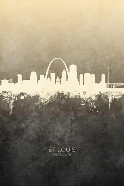 Missouri: St Louis Missouri Skyline Taupe by Michael Tompsett