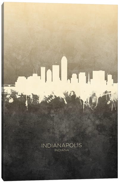 Indianapolis Indiana Skyline Taupe Canvas Art Print - Indiana Art