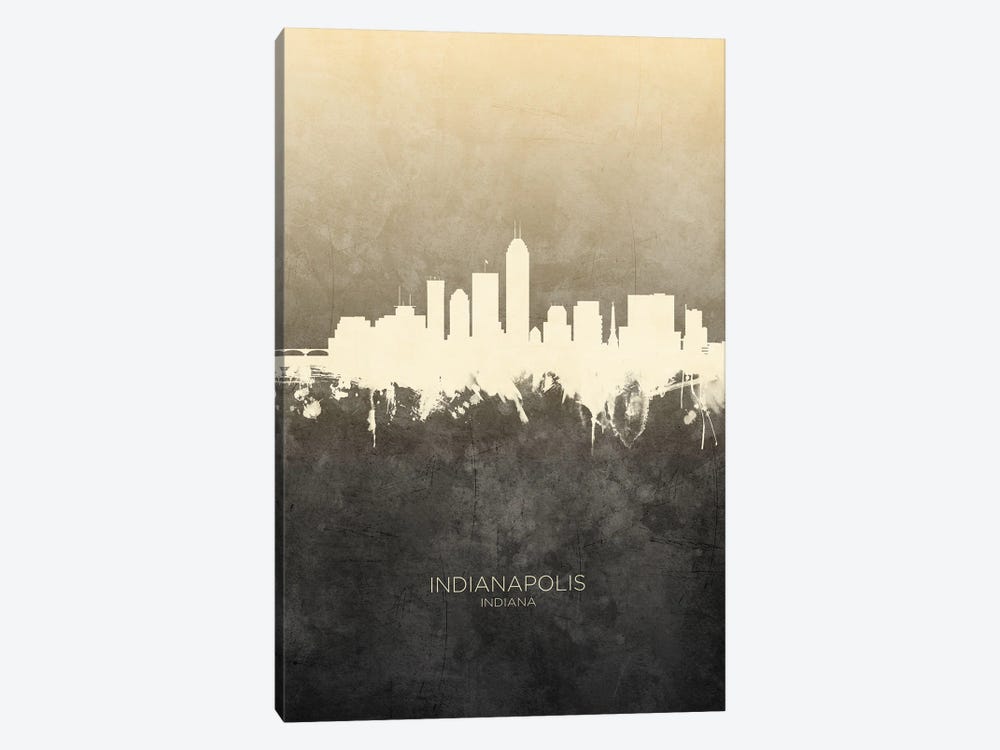 Indianapolis Indiana Skyline Taupe by Michael Tompsett 1-piece Art Print