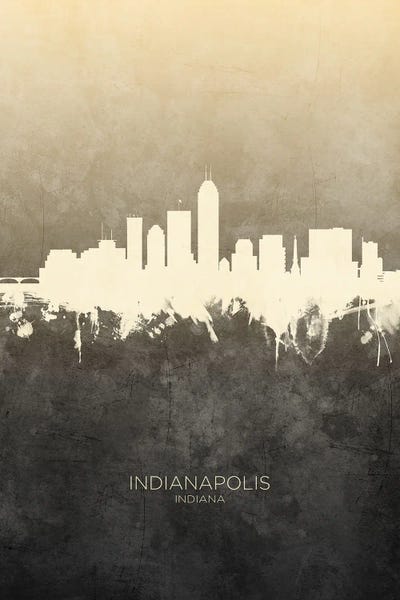 Indiana: Indianapolis Indiana Skyline Taupe by Michael Tompsett