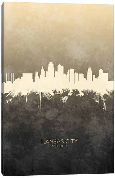 Kansas City Missouri Skyline Taupe Canvas Art Print - Kansas City Skylines