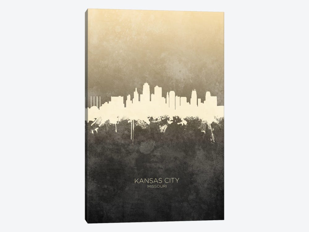 Kansas City Missouri Skyline Taupe by Michael Tompsett 1-piece Canvas Art Print