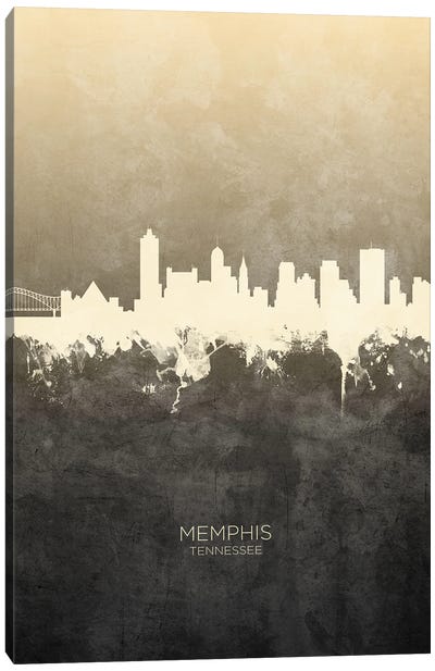 Memphis Tennessee Skyline Taupe Canvas Art Print - Tennessee Art