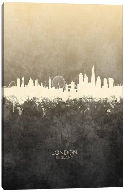 London England Skyline Taupe Canvas Art Print - London Skylines