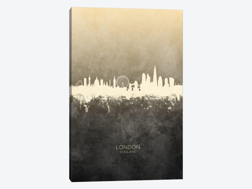 London England Skyline Taupe by Michael Tompsett 1-piece Canvas Wall Art