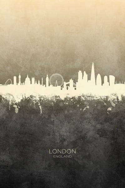 London Skylines: London England Skyline Taupe by Michael Tompsett