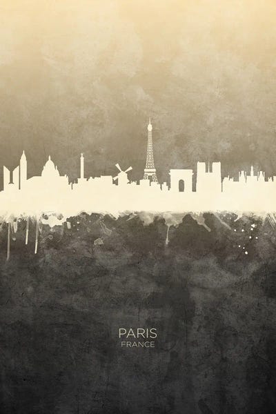 Paris France Skyline Taupe by Michael Tompsett canvas print