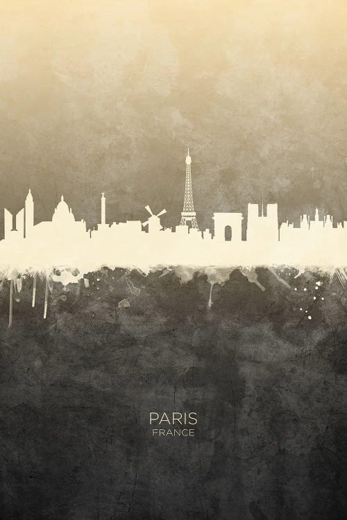 Paris France Skyline Taupe