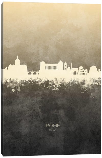 Rome Italy Skyline Taupe Canvas Art Print - Rome Skylines