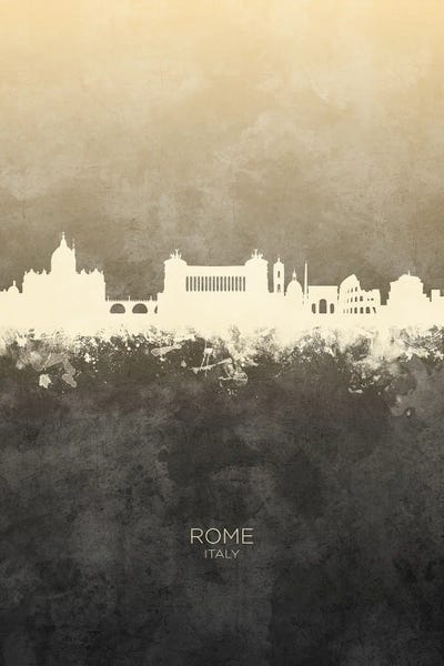 Rome Skylines: Rome Italy Skyline Taupe by Michael Tompsett