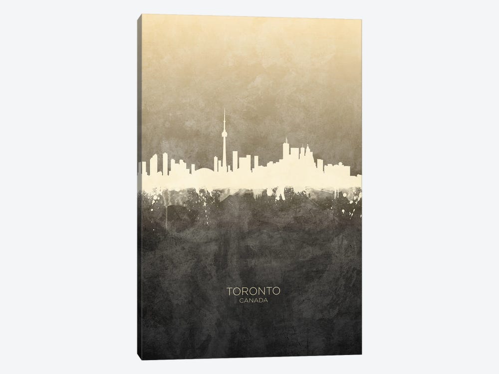 Toronto Canada Skyline Taupe by Michael Tompsett 1-piece Canvas Artwork