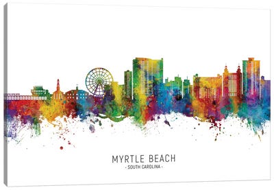 Myrtle Beach  Skyline City Name Canvas Art Print - South Carolina