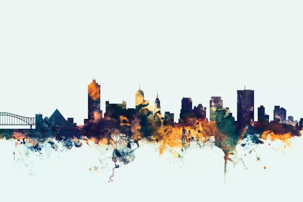 Memphis: Memphis, Tennessee, USA On Blue by Michael Tompsett