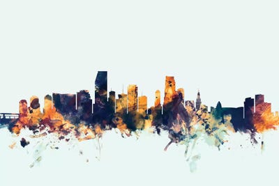 Miami, Florida, USA On Blue by Michael Tompsett canvas print