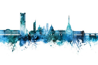 Turin Italy Skyline Blue Teal by Michael Tompsett canvas print