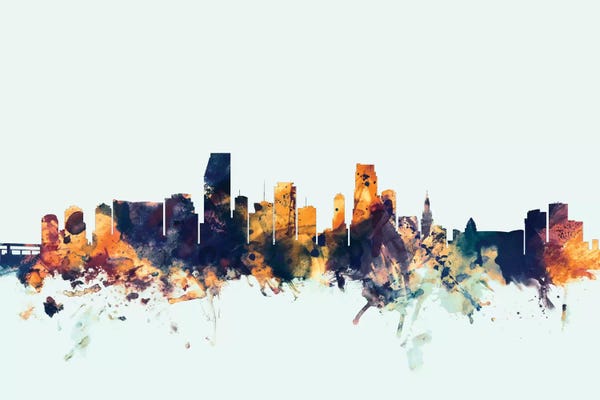 Miami Skylines: Miami, Florida, USA On Blue by Michael Tompsett