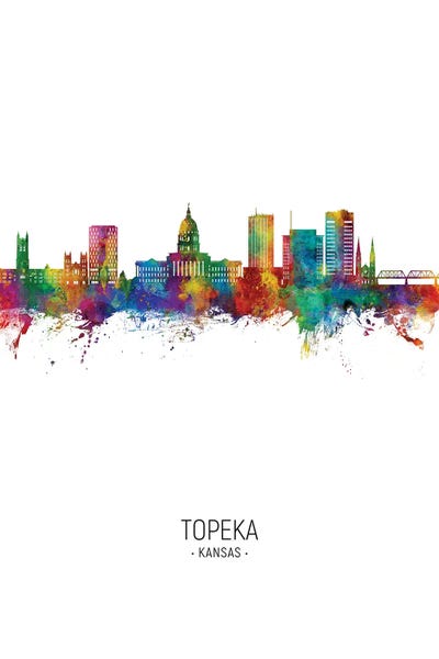 Kansas: Topeka Kansas Skyline Portrait by Michael Tompsett