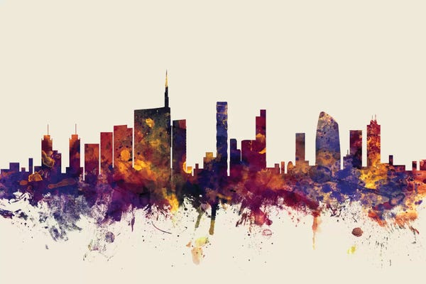 Lombardy: Milan, Italy On Beige by Michael Tompsett