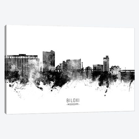 Biloxi Mississippi Skyline Name Black & White Canvas Print #MTO3432} by Michael Tompsett Canvas Artwork