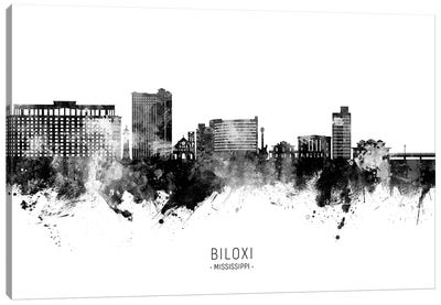 Biloxi Mississippi Skyline Name Black & White Canvas Art Print - Mississippi Art