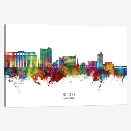 Biloxi Mississippi Skyline City Name Canvas Print #MTO3433} by Michael Tompsett Canvas Art