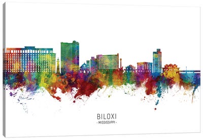 Biloxi Mississippi Skyline City Name Canvas Art Print - Mississippi Art