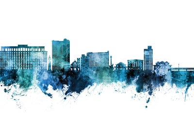 Biloxi Mississippi Skyline Blue Teal by Michael Tompsett art print