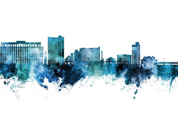 Mississippi: Biloxi Mississippi Skyline Blue Teal by Michael Tompsett