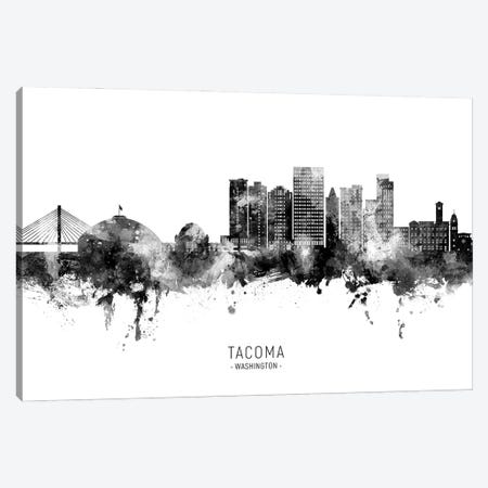 Tacoma Washington Skyline Name Black & White Canvas Print #MTO3437} by Michael Tompsett Art Print