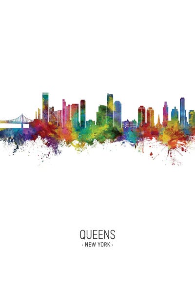 Queens: Queens New York Skyline Portrait by Michael Tompsett
