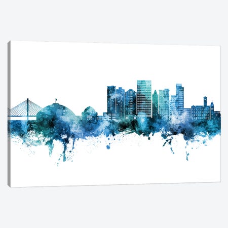 Tacoma Washington Skyline Blue Teal Canvas Print #MTO3443} by Michael Tompsett Canvas Print