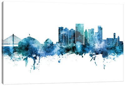 Tacoma Washington Skyline Blue Teal Canvas Art Print