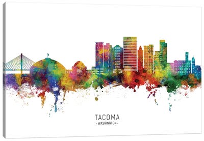 Tacoma Washington Skyline City Name Canvas Art Print