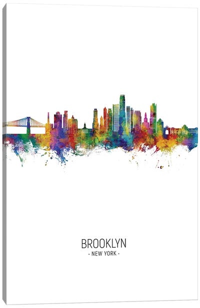 Brooklyn New York Skyline Portrait Canvas Art Print - Brooklyn Art