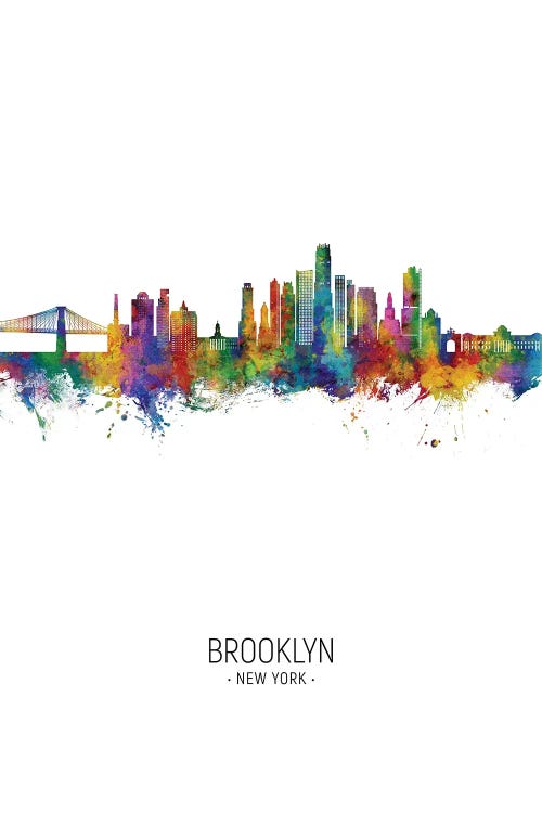 Brooklyn New York Skyline Portrait by Michael Tompsett wall art