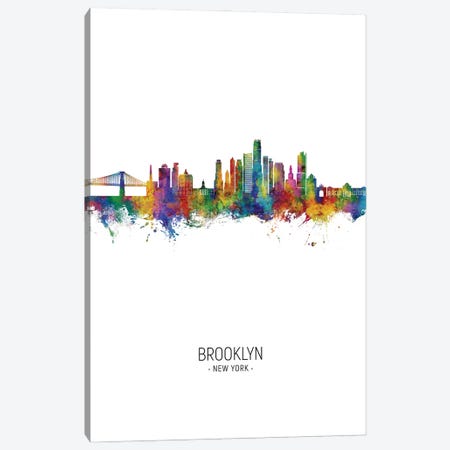 Brooklyn New York Skyline Portrait Canvas Print #MTO3445} by Michael Tompsett Canvas Artwork