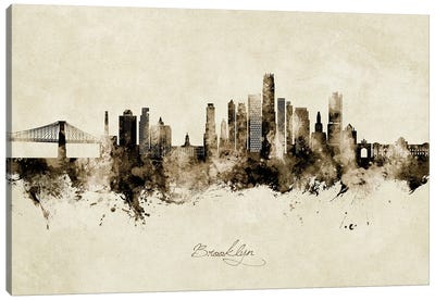 Brooklyn New York Skyline Vintage Canvas Art Print - Brooklyn Art