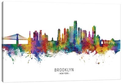 Brooklyn New York Skyline City Name Canvas Art Print - Brooklyn Art